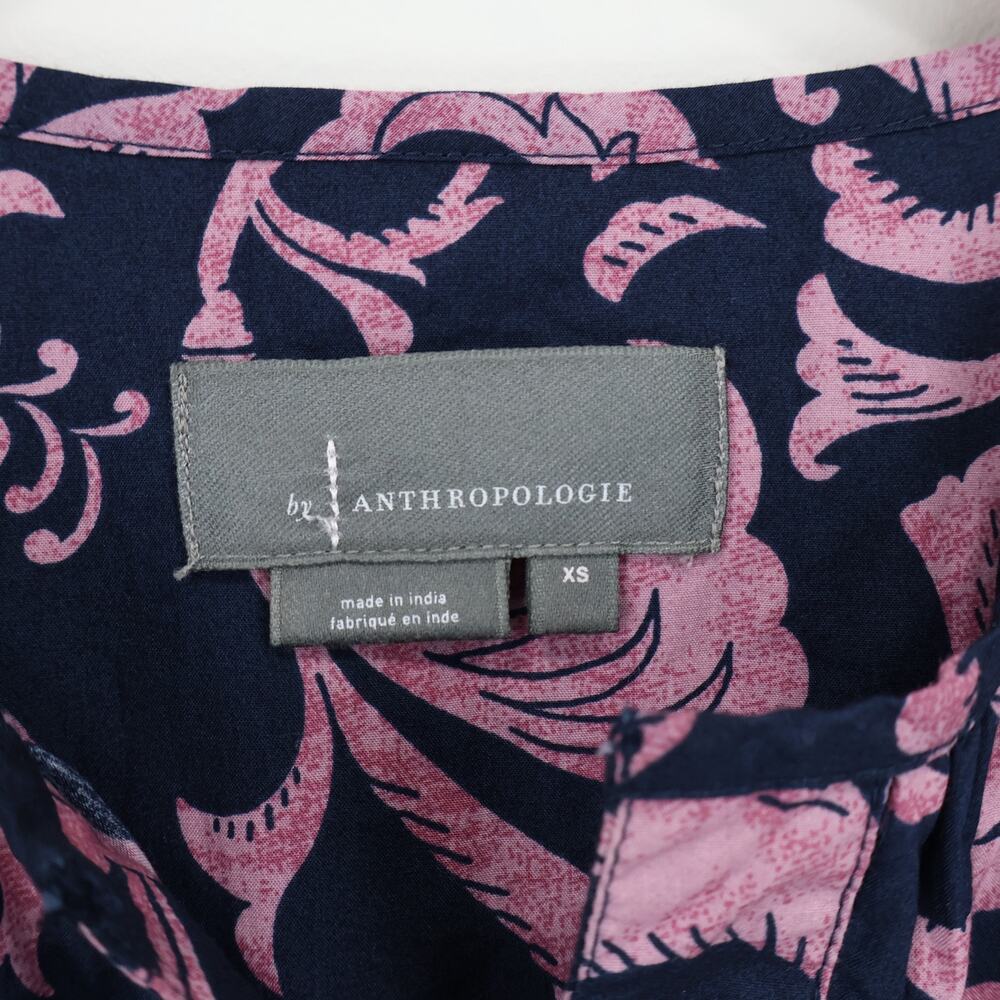 By Anthropologie Printed Floral Somerset Cotton Maxi Dress Navy Pink Size XS - Picture 4 of 7